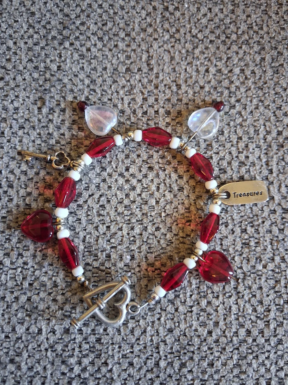 Handmade Red Heart Beaded Bracelet